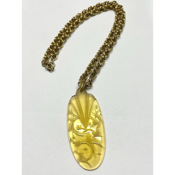 Vintage Art Glass Art Nouveau Pendant Necklace